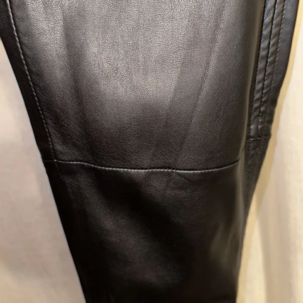free people 6 Vegan Leather Black Stretch Zip Ankle  Elastic Waist Moto Legging